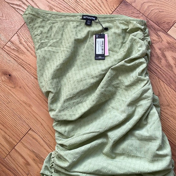 Green asymmetrical dress, size 12 - Picture 3 of 3